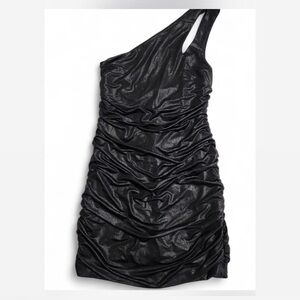 Black Bebe One-Shoulder Mini Dress